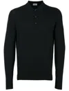 John Smedley Black Knit Jumper Polo In Black
