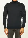 JOHN SMEDLEY BLACK MERINO WOOL TURTLENECK