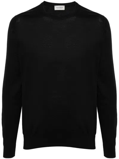 JOHN SMEDLEY BLACK ROWLAND COTTON JUMPER