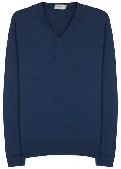 John Smedley Blenheim Fine-knit Wool Jumper In Blue