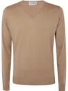 John Smedley Blenheim Pullover Vn Ls In Nutmeg