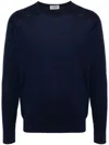 John Smedley Cotton Hatfield Crew Neck Pullover In Blue