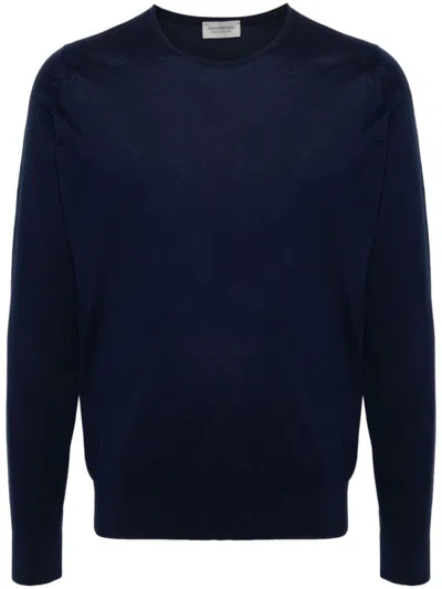 John Smedley Cotton Crew-neck Jumper In Blue