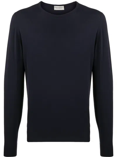 JOHN SMEDLEY NAVY BLUE HATFIELD KNITTED JUMPER