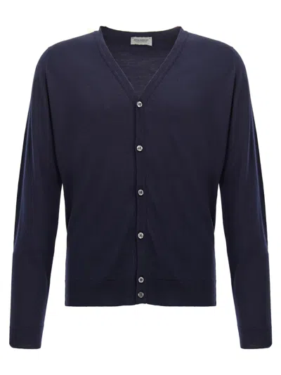 JOHN SMEDLEY BLUE PETWORTH CARDIGAN
