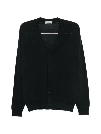 John Smedley Bradrick V-neck Button-up Cardigan In Black