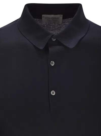 John Smedley Bradwell - Cotton Long-sleeved Polo Shirt In Navy