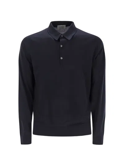John Smedley Bradwell Long-sleeved Polo Shirt In Blue