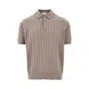 John Smedley Leeshaw Ribbed Cotton Polo Shirt In Brown