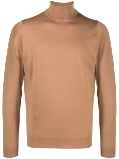 JOHN SMEDLEY BROWN TURTLE NECK SWEATERS
