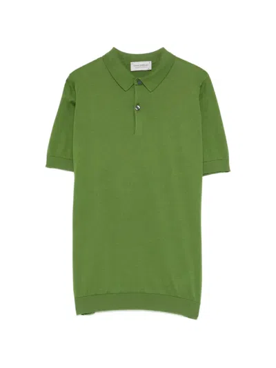 John Smedley Button Polo Shirt In Green