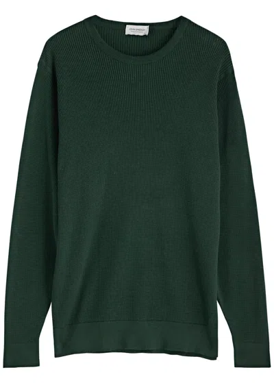 John Smedley Calix Waffle-knit Cotton Jumper In Dark Green