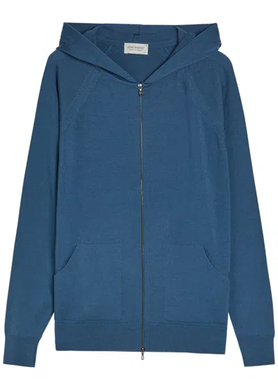 John Smedley Carty Hooded Merino Wool Jumper In Blue