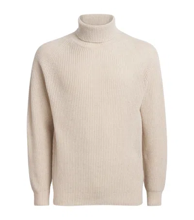 John Smedley Auckland Recycled-cashmere And Wool-blend Rollneck Sweater In Neutral