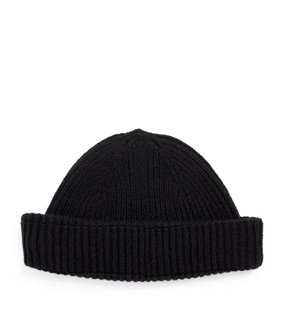 John Smedley Cashmere-wool Ribbed Beanie In Black