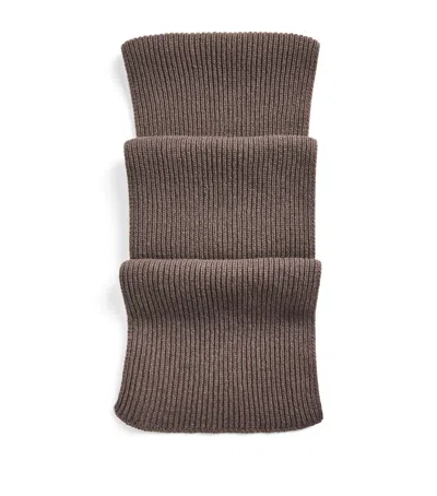 John Smedley Cashmere-wool Ribbed Scarf In Brown