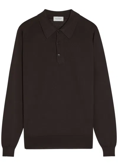 John Smedley Caverhill Merino Wool Polo Shirt In Black