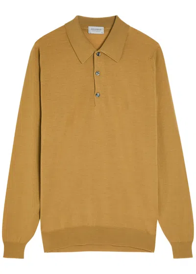 John Smedley Caverhill Merino Wool Polo Shirt In Brown