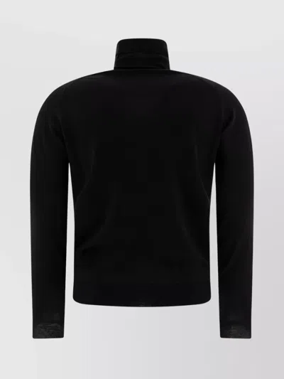John Smedley "cherwell" Plain Turtleneck Sweater With Ribbed Cuffs And Hem In Black