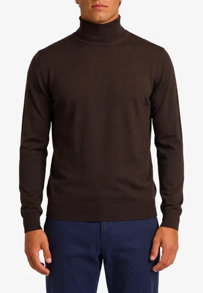 John Smedley Cherwell Roll-neck Merino Wool Sweater In Brown