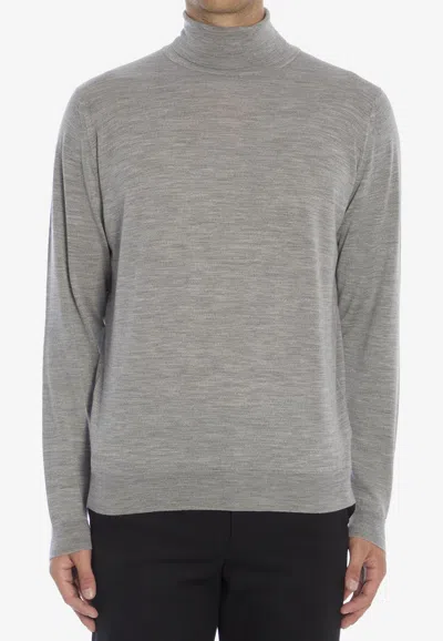 John Smedley Cherwell Wool Turtleneck Sweater In Gray