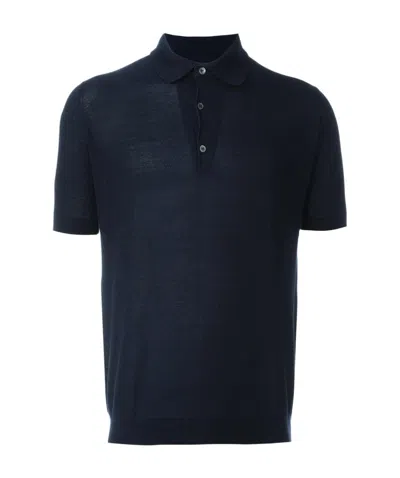 John Smedley Navy Roth Pique Polo Shirt In Blue
