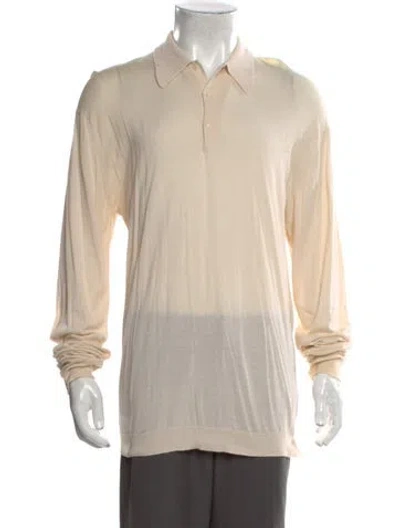 Pre-owned John Smedley Collar Long Sleeve Polo Shirt In Neutral