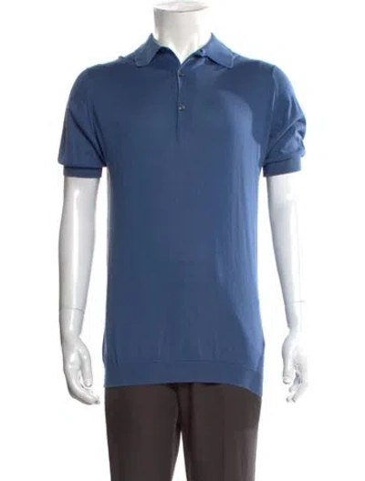 Pre-owned John Smedley Collar Short Sleeve Polo Shirt In Blue