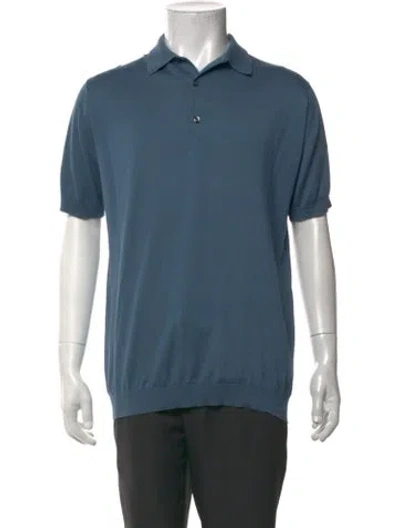 Pre-owned John Smedley Collar Short Sleeve Polo Shirt In Blue