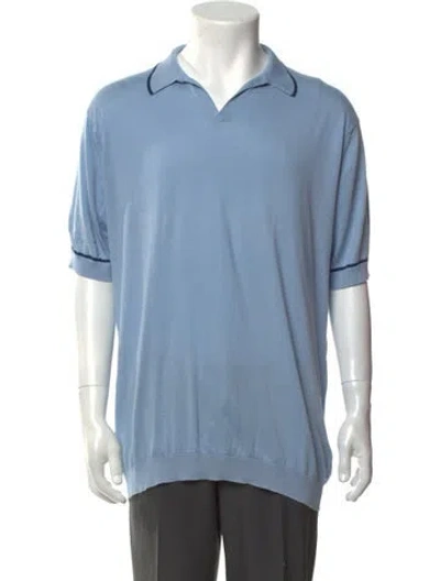 Pre-owned John Smedley Collar Short Sleeve Polo Shirt In Blue