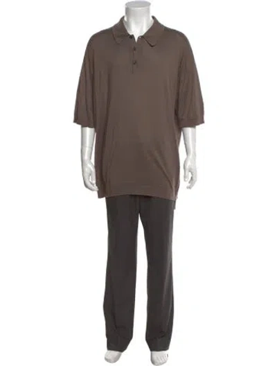Pre-owned John Smedley Collar Short Sleeve Polo Shirt In Brown