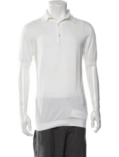 Pre-owned John Smedley Collar Short Sleeve Polo Shirt In Neutrals