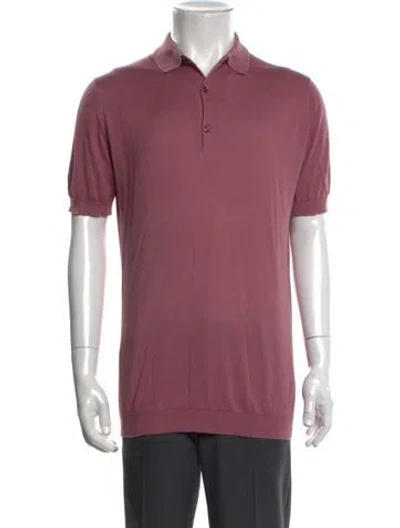 Pre-owned John Smedley Collar Short Sleeve Polo Shirt In Pink
