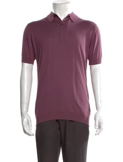 Pre-owned John Smedley Collar Short Sleeve Polo Shirt In Purple