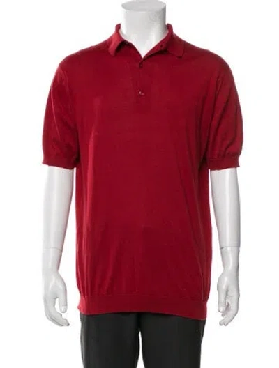 Pre-owned John Smedley Collar Short Sleeve Polo Shirt In Red