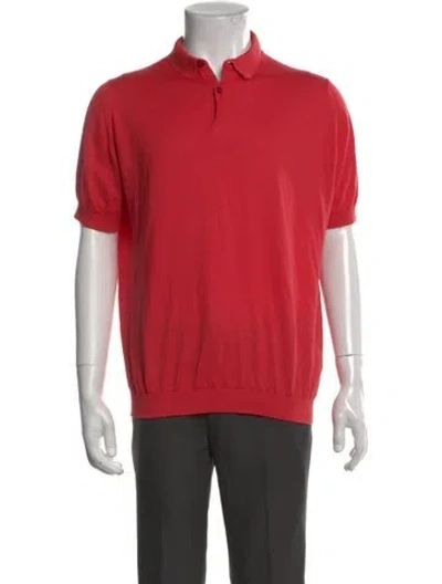 Pre-owned John Smedley Collar Short Sleeve Polo Shirt In Red