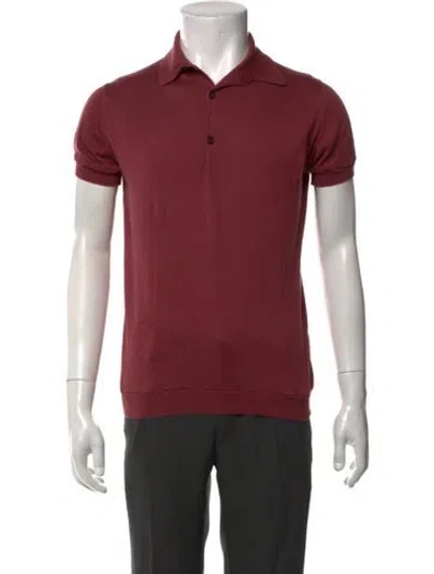 Pre-owned John Smedley Collar Short Sleeve Polo Shirt In Red