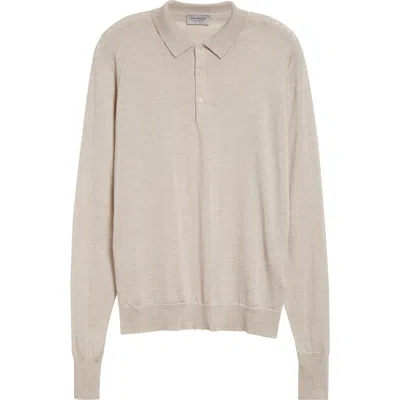 John Smedley Cotswold Wool Polo Sweater In Grey Fleece