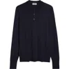 John Smedley Cotswold Wool Polo Sweater In Midnight