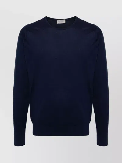 John Smedley Cotton Hatfield Crew Neck Pullover In Blue