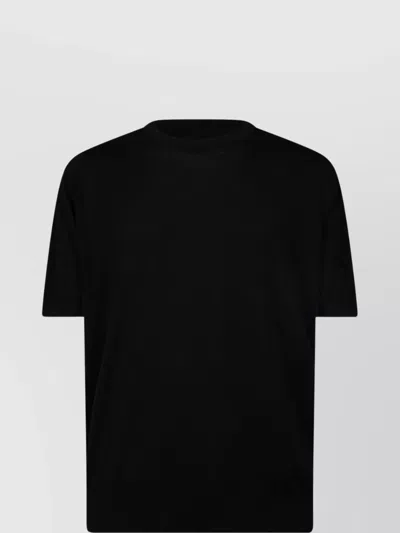 John Smedley Cotton Knit Crew Neck Short Sleeve Sweater In Black