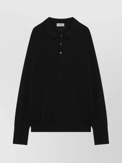 JOHN SMEDLEY COTTON POLO SHIRT WITH RIBBED CUFFS AND HEM