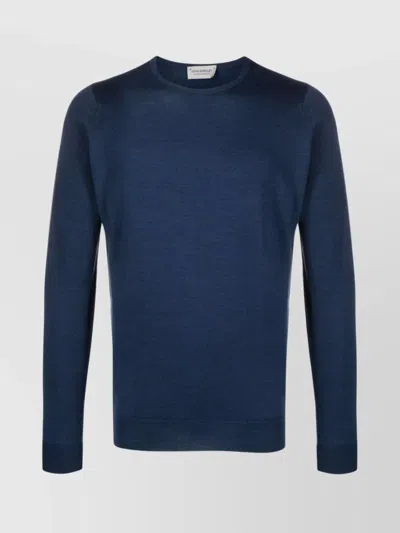 John Smedley Crew Neck Fine Knit Sweater In Blue
