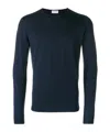 John Smedley Crew Neck Ribbed-knit Edge Sweatshirt In Blue