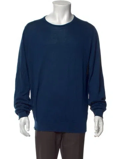Pre-owned John Smedley Crew Neck Long Sleeve Pullover In Blue