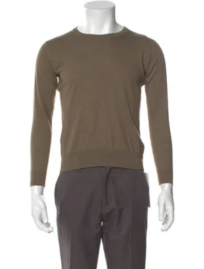 Pre-owned John Smedley Crew Neck Long Sleeve Pullover In Green