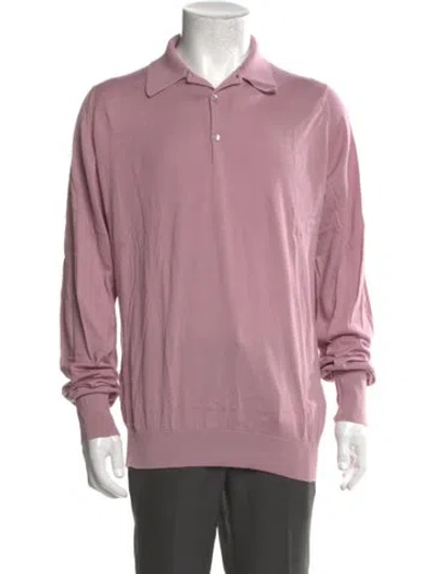 Pre-owned John Smedley Crew Neck Long Sleeve Sweatshirt In Pink