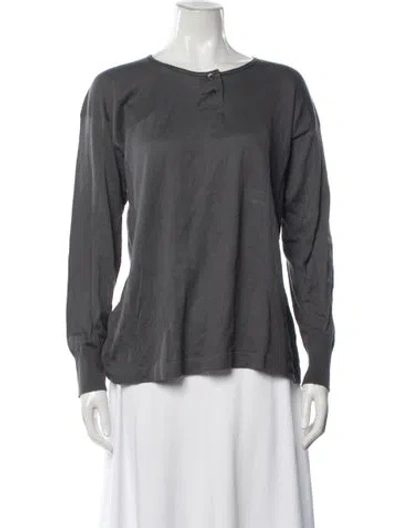 Pre-owned John Smedley Crew Neck Long Sleeve Top In Gray