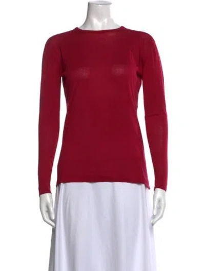 Pre-owned John Smedley Crew Neck Long Sleeve Top In Red
