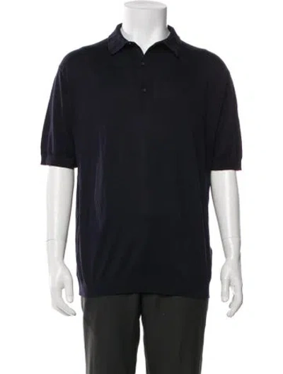 Pre-owned John Smedley Crew Neck Short Sleeve Polo Shirt In Blue